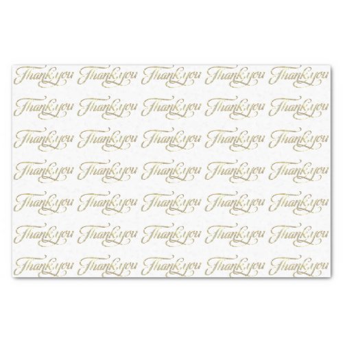 Faux Gold Glitter And White Thank You Pattern 2 Tissue Paper