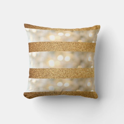 Faux Gold glitter and White Throw Pillow