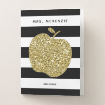 Faux Gold Glitter Apple Personalized Teacher