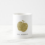 Faux Gold Glitter Apple | Teacher Coffee Mug at Zazzle