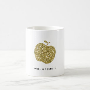 Faux Gold Glitter Apple   Teacher Coffee Mug