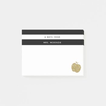 Faux Gold Glitter Apple Teacher Post-it Notes by DearHenryDesign at Zazzle