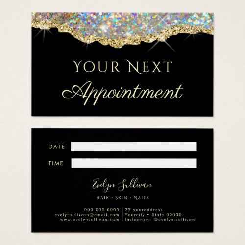 Faux gold glitter  Appointment Card