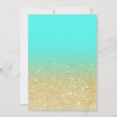 Faux gold glitter aqua brunch bubbly bridal shower invitation (Back)