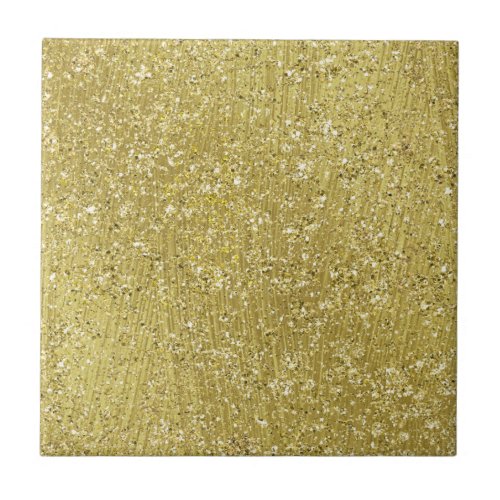 Faux Gold Glitter Background Pattern Sparkle Ceramic Tile