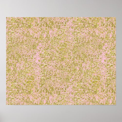Faux Gold Glitter Background Pattern Sparkle Pink Poster