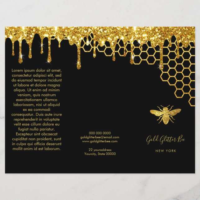 faux gold glitter bee brochure (Front)