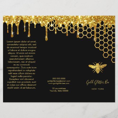 faux gold glitter bee brochure