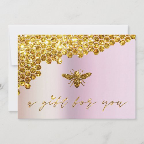 faux gold glitter bee gift certificate invitation