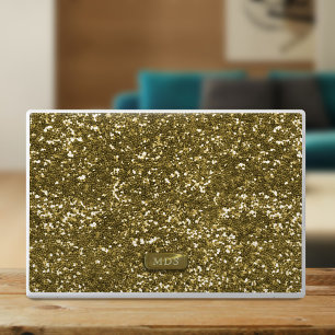 Faux Gold Glitter Bling Sparkle Metal Monogram HP Laptop Skin