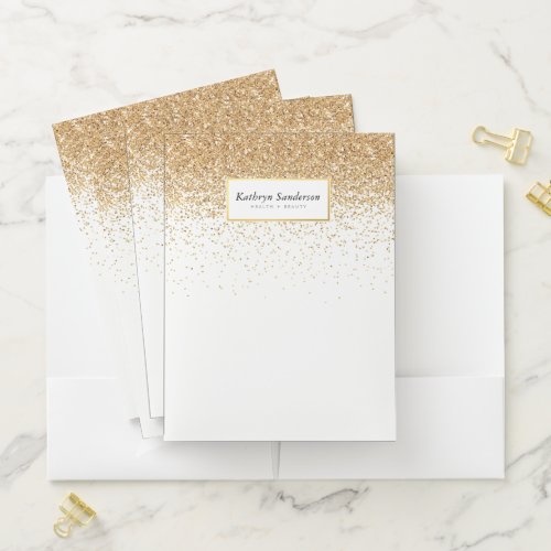 FAUX GOLD GLITTER BOX LOGO stylish glamorous Pocket Folder