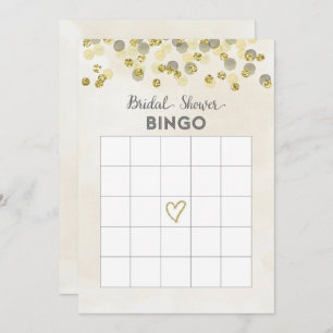 Faux Gold Glitter Bridal Shower Bingo Card