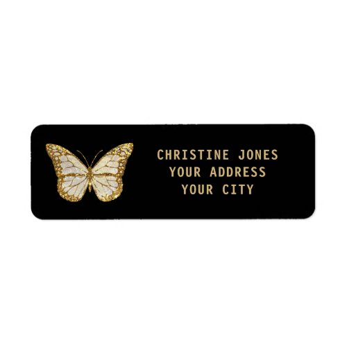faux gold glitter butterfly label