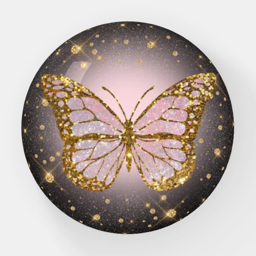 faux gold glitter butterfly  paperweight