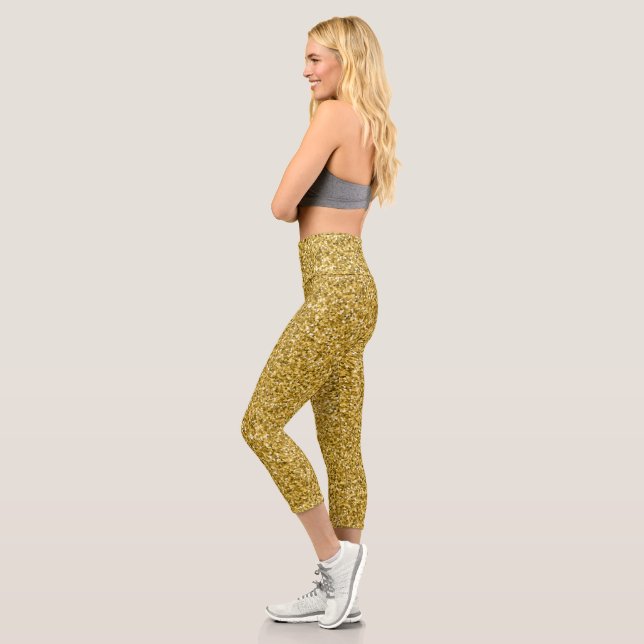 Faux Gold Glitter Capri Leggings (Left)