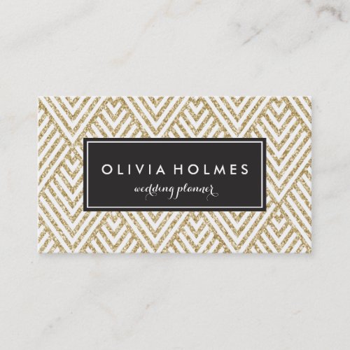 Faux Gold Glitter Chevron Pattern Business Card