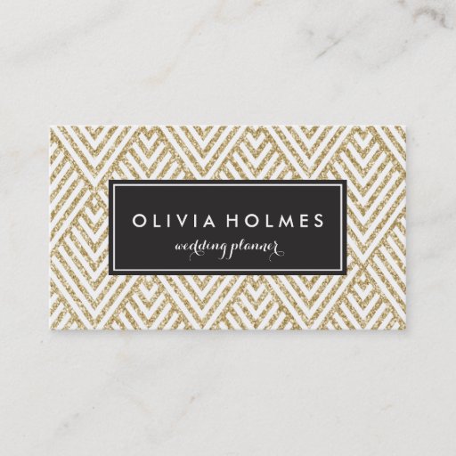 Customizable Gold Glitter Chevron Pattern Business Card