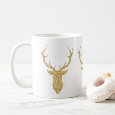 Faux Gold Glitter Christmas Deer