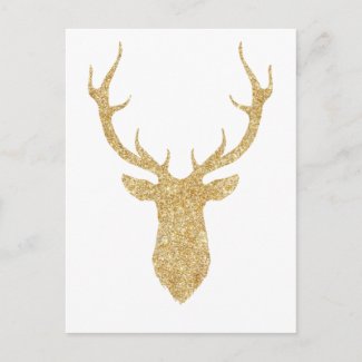 Faux Gold Glitter Christmas Deer