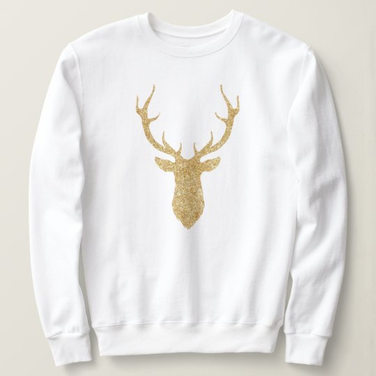 Faux Gold Glitter Christmas Deer Sweatshirt | Zazzle.com
