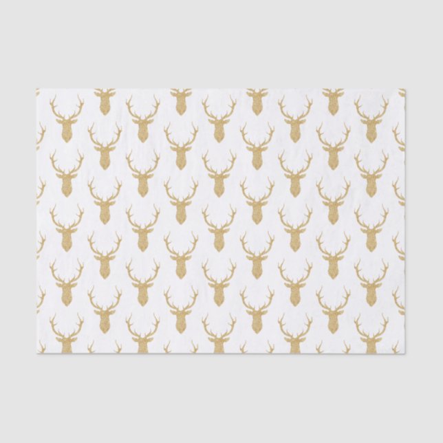 Faux Gold Glitter Christmas Deer  Tissue Paper (Front)
