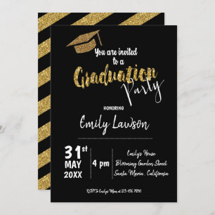 Faux Gold Glitter Class Of 2025 Graduation Party Invitation