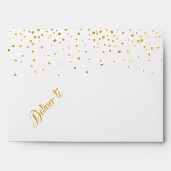 Faux Gold Glitter Confetti Dots Fancy Wedding Envelope by LilMissMila at Zazzle