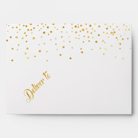 Faux Gold Glitter Confetti Dots Fancy Wedding Envelope