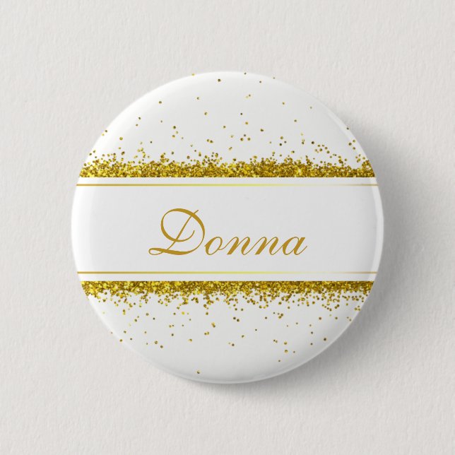 Faux Gold Glitter Confetti Name - Button (Front)