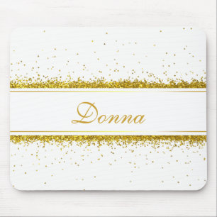 Faux Gold Glitter Confetti Name - Mousepad