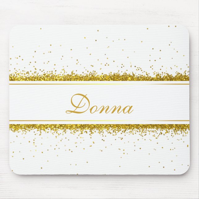 Faux Gold Glitter Confetti Name - Mousepad (Front)