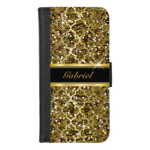 Faux Gold Glitter Confetti Quatrefoil Print iPhone 8/7 Wallet Case