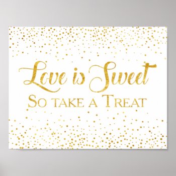 Faux Gold Glitter Confetti Wedding Dessert Sign by LilMissMila at Zazzle