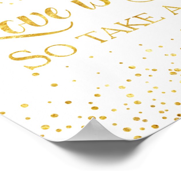 Faux Gold Glitter Confetti Wedding Dessert Sign Poster