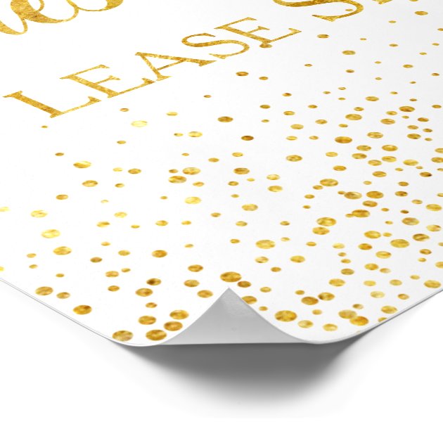 Faux Gold Glitter Confetti Wedding Guestbook Sign Poster