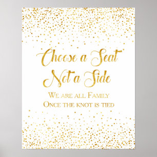 Faux Gold Glitter Confetti Wedding Seating Sign