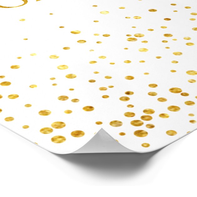 Faux Gold Glitter Confetti Wedding Seating Sign Poster