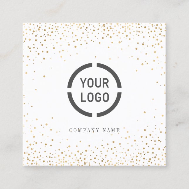 Faux gold glitter custom company logo professional square business card (Front)