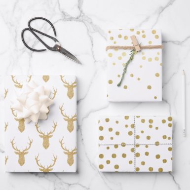 Faux Gold Glitter Deer Antlers - Christmas