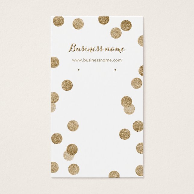 Faux Gold Glitter Dots Background Earring Cards (Front)