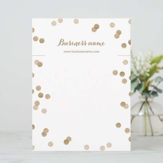 Faux Gold Glitter Dots Background Necklace Cards (Standing Front)