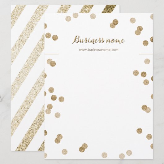 Faux Gold Glitter Dots Background Necklace Cards (Front/Back)