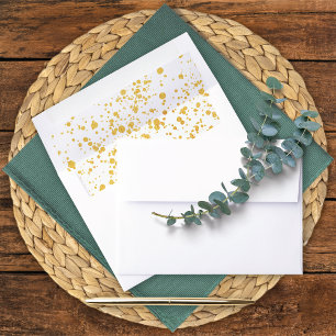 Faux Gold Glitter Dots Wedding Envelope Liner