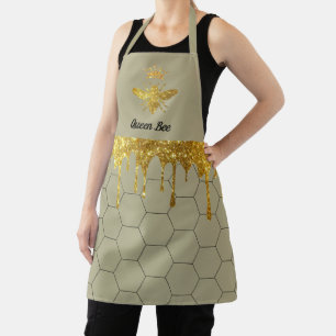 faux gold glitter drips queen bee apron