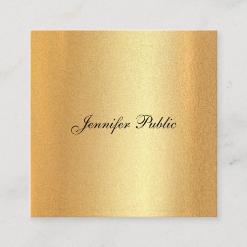 Faux Gold Glitter Elegant Hand Script Calligraphy Square Business Card