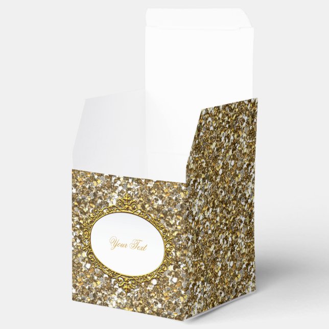 Faux Gold Glitter Favor Gift Box (Opened)