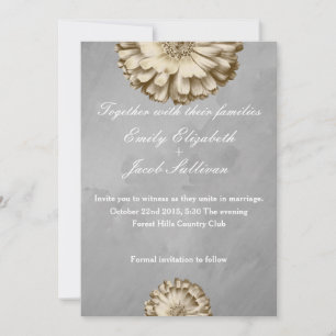 Faux Gold Glitter Foil Daisy Inspired Wedding Save The Date