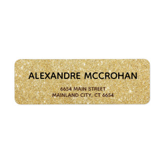 Faux Gold Glitter Foil Return Address Label