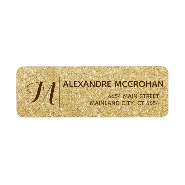 Faux Gold Glitter Foil Return Address Label (Front)