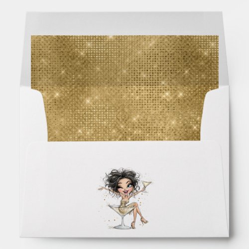 Faux Gold Glitter Glam Bachelorette Envelope
